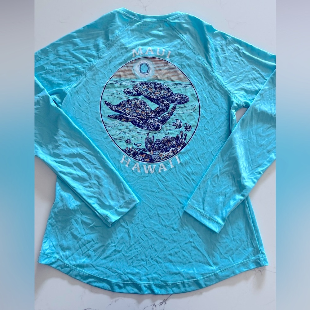 Altered Latitude Swim Turquoise Women’s UPF 50 Long Sleeve Maui Sea Turtle Shirt